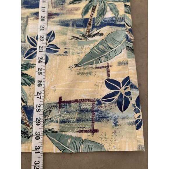 Pierre Cardin Hawaiian Shirt XL Tropical Floral Button Up Short Sleeve Yellow - Picture 7 of 9